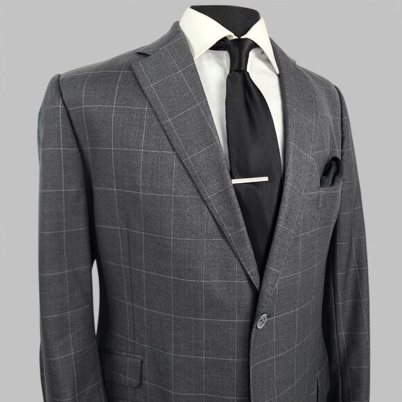 J. Hilburn Vitale Barberis Canonico Windopane 2-Piece Suit 46R - 36x26 - Picture 4 of 16